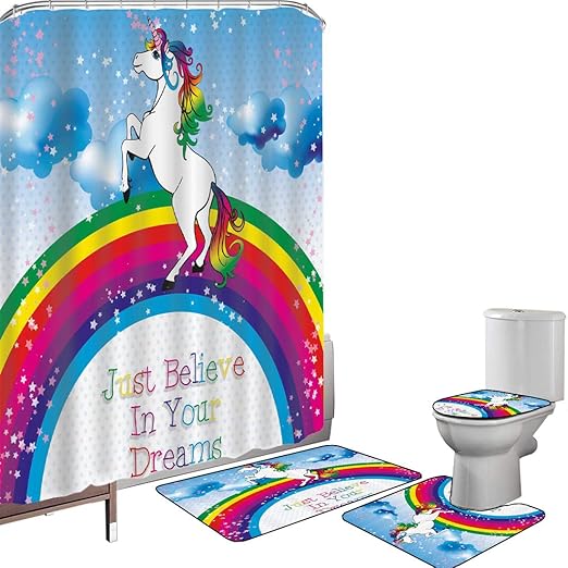 Duschvorhang Set Badezimmerzubehör Teppich Fantasie Badematte Contour