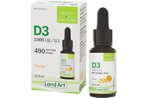 Organic Vitamin D3 Drops - Immune System Support - Non-GMO - Gluten-Free - Pure Formula - Orange Flavour - Certified Quality 