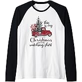 This is My Christmas Movie Watching Shirt Vintage Red Truck Raglan Baseball Tee