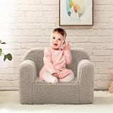 BEJOY Kids Sofa Ultra-Soft Snuggle Foam Chair Light Grey view 2