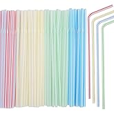 Luszmoax 200 Pcs Plastic Straws Disposable -Straws Drinking Plastic -Bendy Straws -Flexible Bendable Drinking Straws
