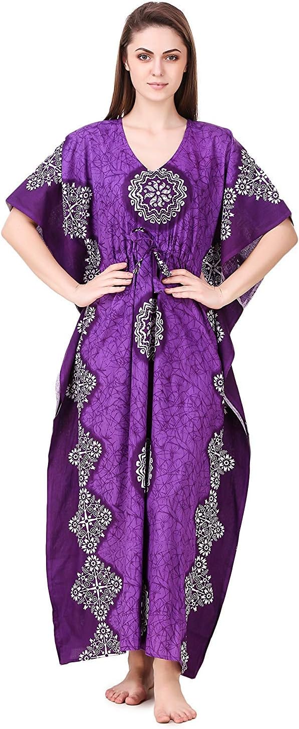 Women's Cotton Kaftan Nighty Purple
