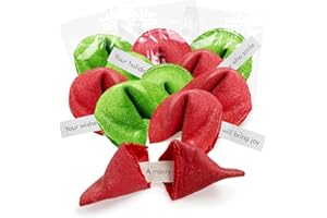 4E's Novelty Christmas Fortune Cookies Bulk, 50 Individually Wrapped Funny Fortune Cookies with Holiday Sayings for Kids & Adults, Perfect Christmas Candy Snacks, Party Favors & Treats