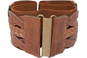 eVogues Plus Size Braided Elastic Leatherette Fashion Belt