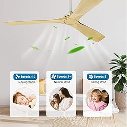 Depuley 60 Inch Large Ceiling Fan No Light with