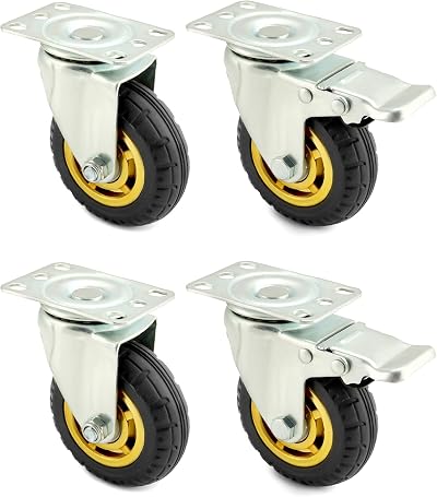 QWORK 4 Pack 4 Inch Heavy Duty Swivel Caster Wheels 70kg Load Capacity w Brakes
