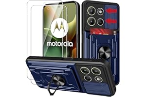 GEJEFA Case for Motorola Moto G15/G15 Power + Screen Protector, Military Grade Ring Kickstand Shockproof Rugged Protective Ca