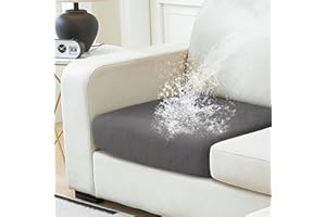 NAISI Waterproof Couch Cushion Covers Thick Velvet Fabric Washable Sofa Slipcovers 1 Piece Individual Sectional Couch Covers with Elastic Bottom(1 PC for Seat Cushion or Backrest,Grey)