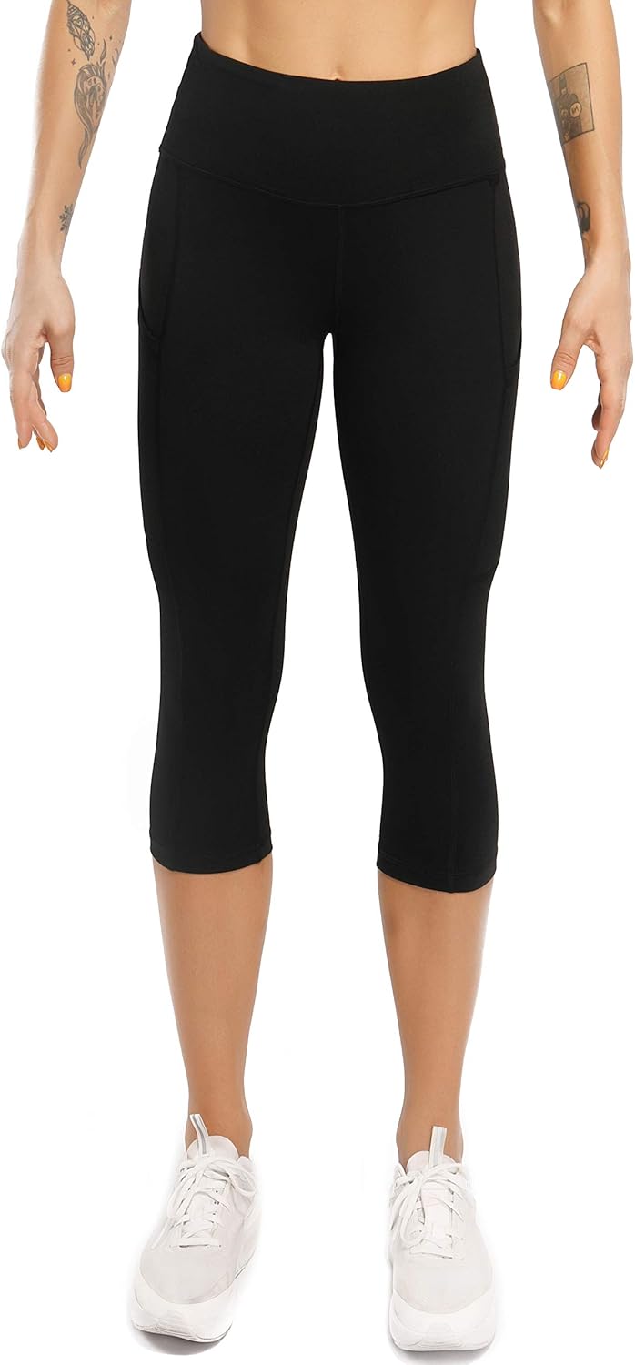 Sweetaluna Workout Leggings for Women with Pockets Capris,High Waist Training Yoga Pants Running Tights: Clothing