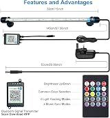 VARMHUS Submersible LED Aquarium Light with Remote APP Control 12V 29 Modes view 4