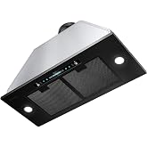 HisoHu Insert Range Hood 30 Inch / 36 Inch, 1200 CFM with Ducted Convertible Ductless(Kit Included), Stainless Stee Kitchen Vent Hood with 4 Speed Exhaust(30'', Black)