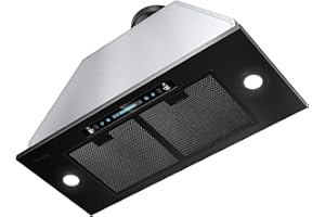 HisoHu Insert Range Hood 30 Inch / 36 Inch, 900 CFM with Ducted Convertible Ductless(Kit Included), Stainless Stee Kitchen Vent Hood with 4 Speed Exhaust(30'', Black)