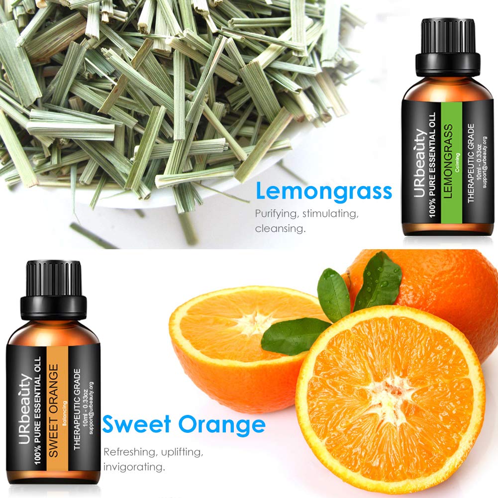 URPOWER Essential Oils Top 8 Aromatherapy Essential Oils 100% Pure Therapeutic Grade Essential Oils Set Lavender/Peppermint/Tea Tree/Orange/Eucalyptus/Lemongrass/Frankincense/Rosemary: Health & Personal Care