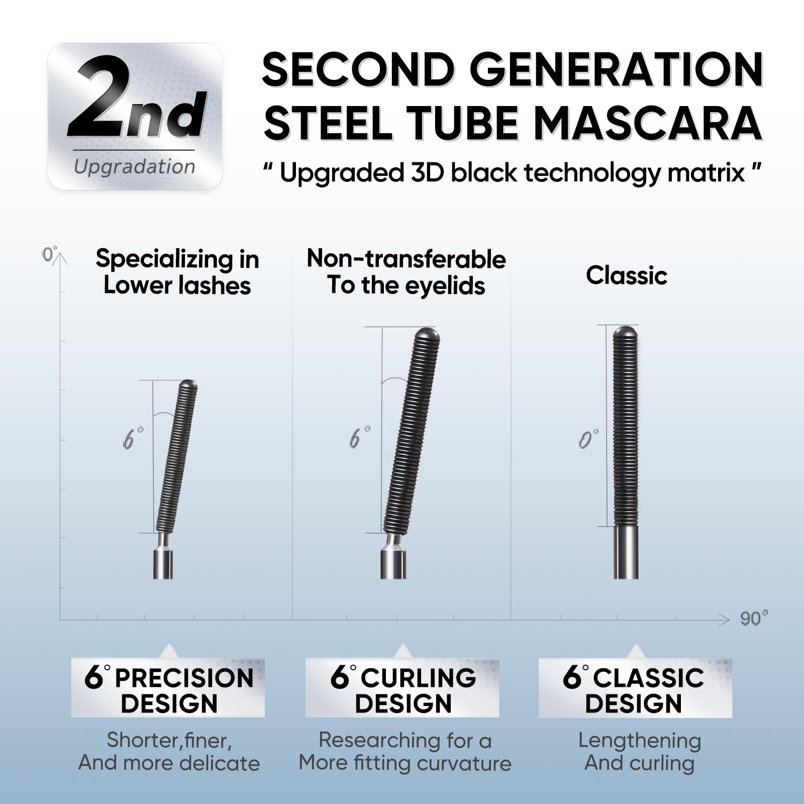 JUDYDOLL 3D Curling Eyelash Iron Mascara -Waterproof, Volumizing and Lengthening, Smudge-Proof, Clump-Free, Ultra Fine, Black & Brown Tubing Mascara, Classic & Upgraded Edition, Suitable for all Types