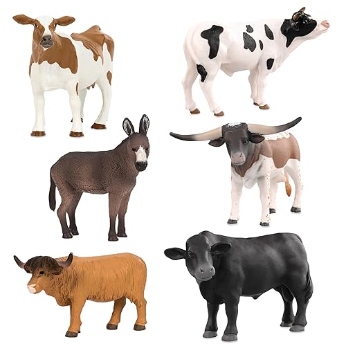 Terra by Battat – Farm Animal Toy Set with Realistic Holstein Cow, Bulls  Donkey Figurines – Educational Toddler Toys for Imaginative Play and
