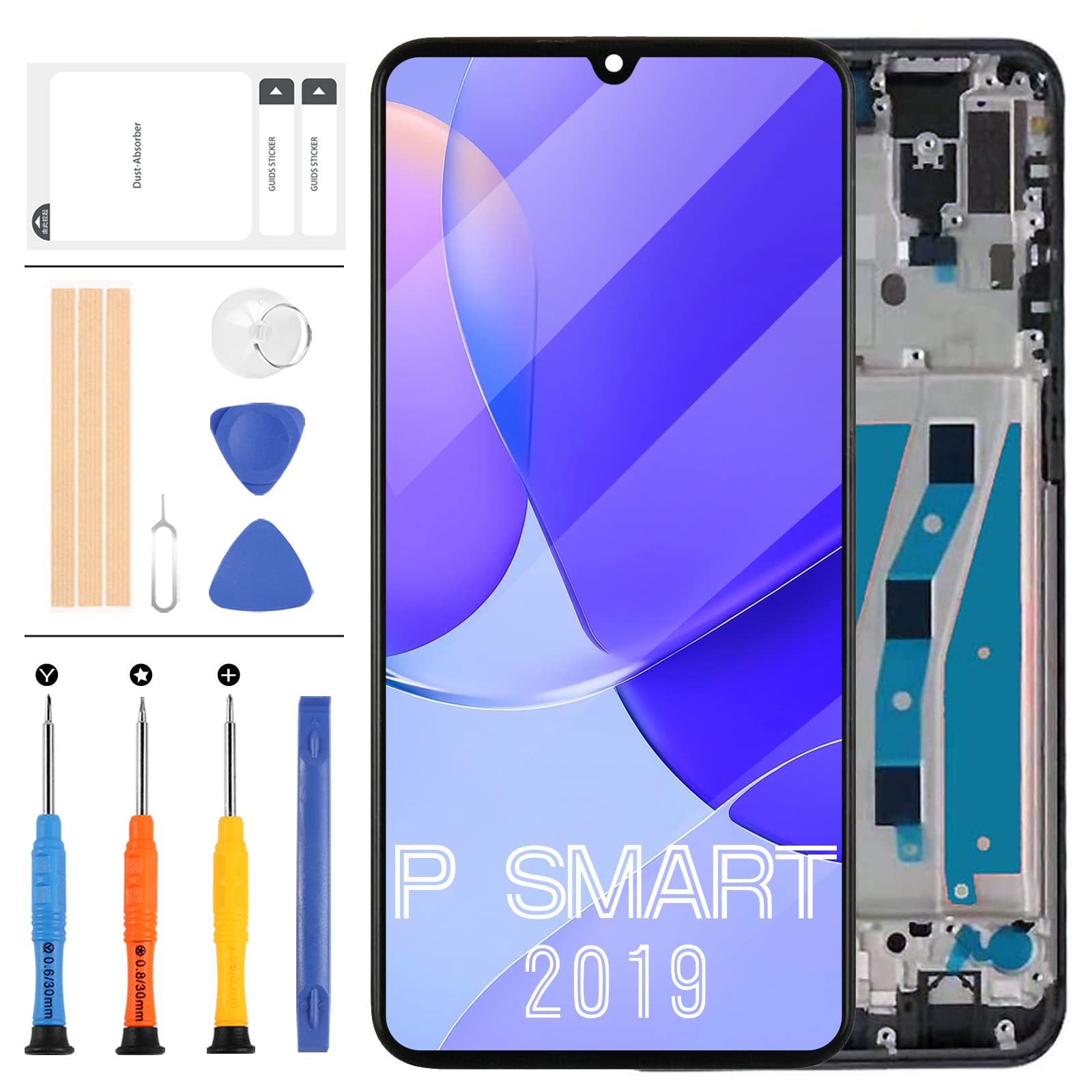 LADYSON For Huawei P smart 2019 Screen Replacement LCD Display Repair Parts Assembly Touch Sensor Digitizer Glass Lens Kit POT-LX1 POT-LX2J POT-LX3 POT-LX1A (Black With Frame)