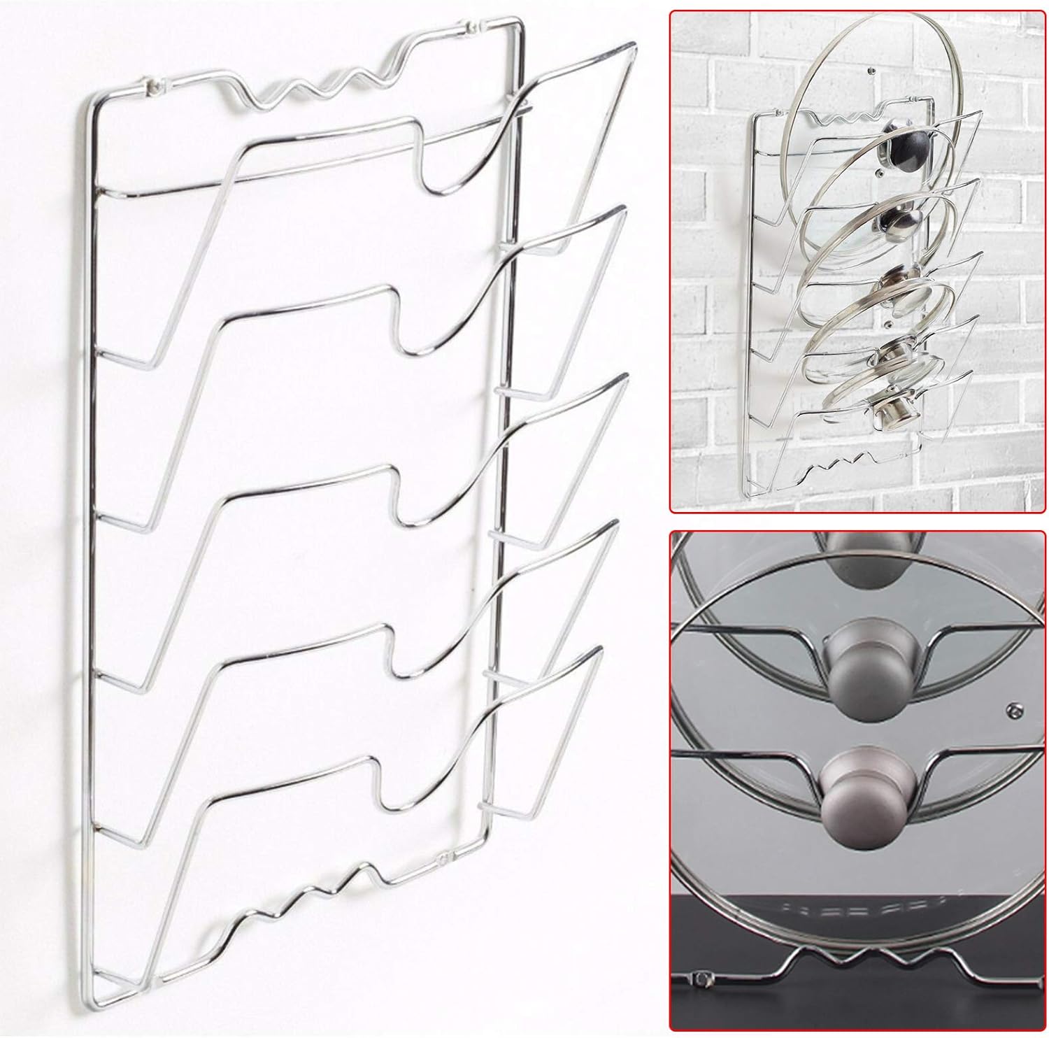 Queiting Pan Lid Holder Organiser Pan Saucepan Rack Storage Wall