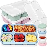 Caperci Bento Box Adult Lunchable Container - Reusable 3-Pack Snack Box Containers with 5-Compartment & 3pc Dressing Cups, BPA-Free Food Storage for Meal Prep, School, Work (Vintage Colors)
