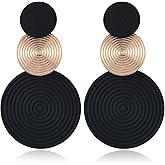 80s Neon Earrings for Women Round Disco Dangle Drop Earrings Lightweight Bohemia Statement Geometric Round Earrings Fashion Retro Jewelry Costume Party
