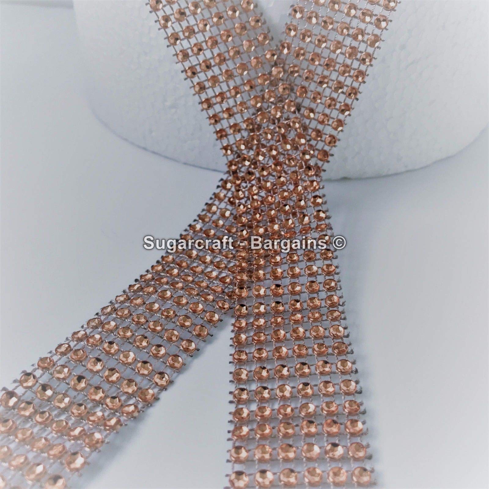 BLING RIBBON SPARKLY Sugarcraft Cake decorating Card craft mesh silver diamante (ROSE GOLD)