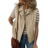 Dokotoo Womens Vests 2026 Spring Summer Outerwear Button-Down Lapel Collar Elastic Hem Sleeveless Jacket Cargo Vest Tops
