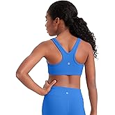 CRZ YOGA Girls Butterluxe Racerback Sports Bra - Yoga Athletic Casual Tops Scoop Neck Padded Crop Kids Teen