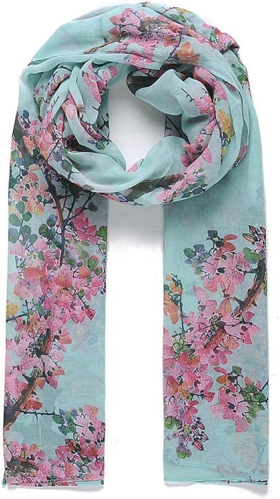 The Olive House® Womens Cherry Blossom Floral Design Scarf Green