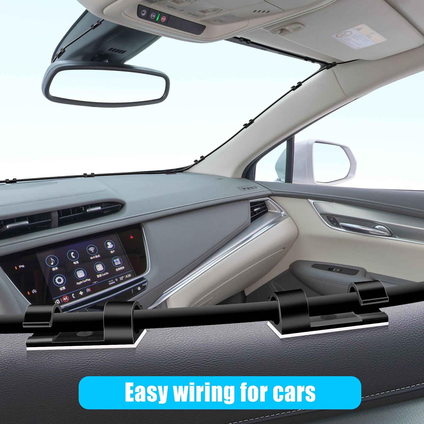 XHF 50pcs Medium Self Adhesive Cable Clips Black,Wire Clips Cable Management Wire Organizer Cord Holder for Under Desk, Car, Wall, TV PC Ethernet Cable