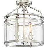 Quoizel Norfolk 12" Semi-Flush Mount Ceiling Light, 3-Light Brushed Nickel, Dimmable