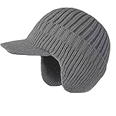 JHDESSLY Knit Beanies with Visor & Earflaps for Men and Women, Winter Hats Fleece Lined Hat Stocking Caps Soft Warm Headwear
