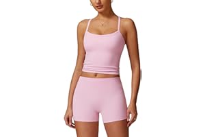 ABOCIW Workout Sets for Women 2 Piece Padded Sports Bra Tank High Waist Booty Gym Shorts Active Yoga Outfits