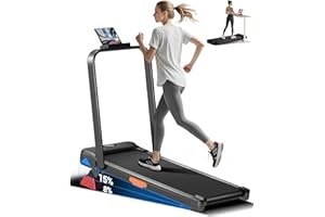 CURSOR FITNESS 15% Incline Walking Pad Treadmill with Handle Bar - 0.6-6.2MPH Quiet Foldable Treadmill for Home Office Under Desk 2.5HP Walking Pad with 300LBS Capacity