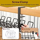 MOKANI Under Desk Cable Management Tray Clamp No-Drill Wire Organiser Metal view 2