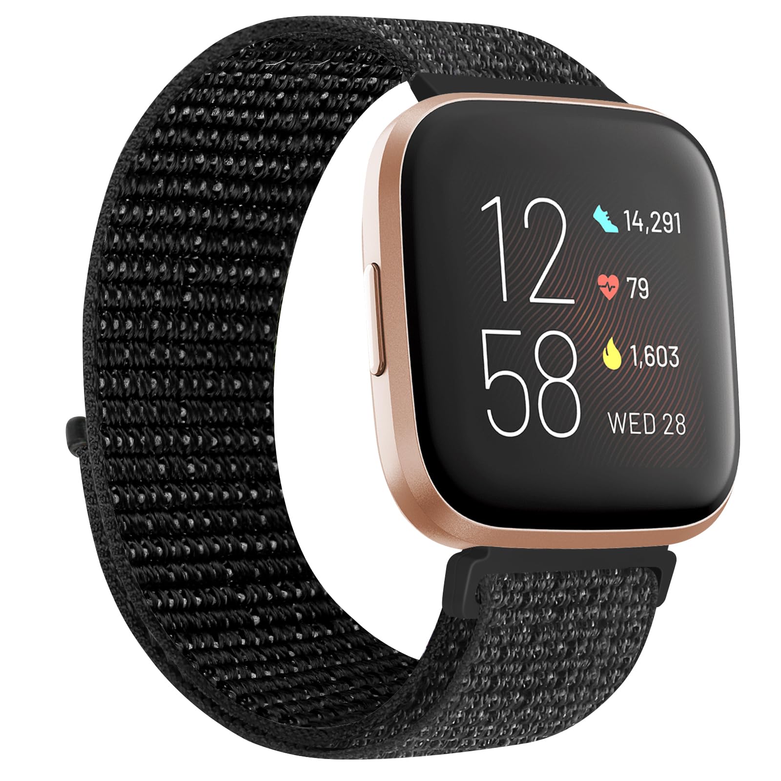 KIBDSNG Nylon Strap Compatible with Fitbit Versa 2 Strap/Versa Lite/SE/Versa Strap, Soft Adjustable Woven Sport Wristbands Replacement Band for Men Women