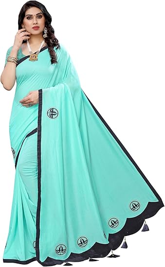 Amazon Peegli Saree 女性の青い伝統的なサリージョーゼットプリントサリー6ヤード レディース 通販