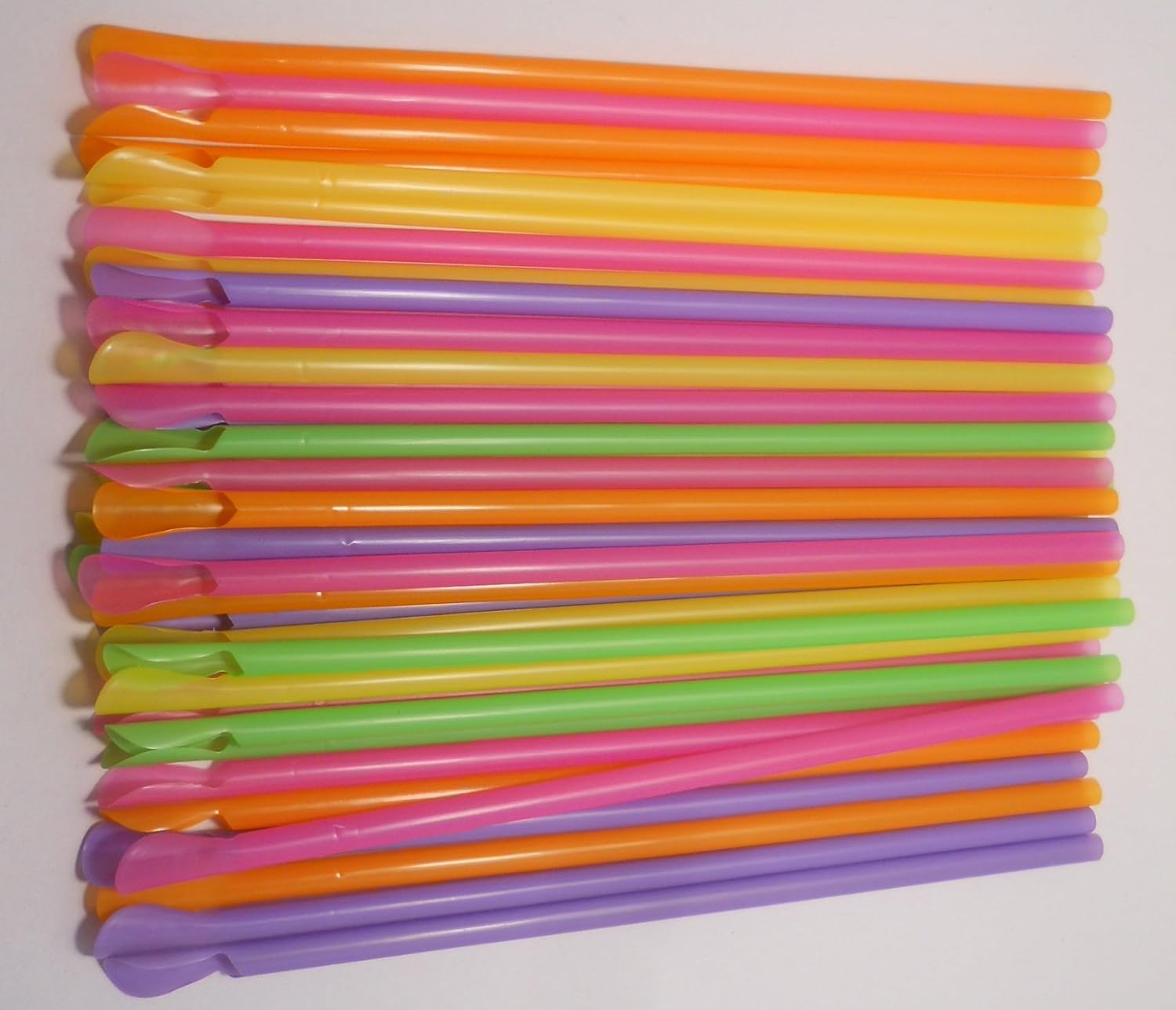 Party Picnic Straws with Spoon Scoop At End Long 19 Cm 100