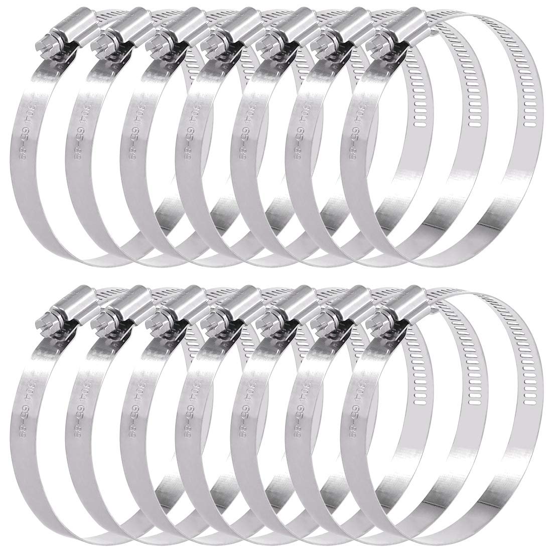 Swpeet 15Pcs 2.5-3.5inch (65-89mm) Hose Clamp 304 Stainless Steel Adjustable Range Worm Gear Hose Clamp Fuel Line Clamp Perfect for Plumbing, Automotive and Mechanical Applications