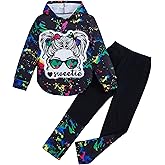 Woleroyir Girls Clothes Cool Girl Print Tie Dye Hoodie Pullover Sweatshirts Leggings Teen Girl Clothes 6-14 Years