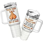 34HD Funny Step Dad Mug – 40oz Stainless Steel Tumbler with Lid, Handle & Straw | Birthday Gift for Stepdad from Kids | Hot & Cold Insulated Travel Cup for Men