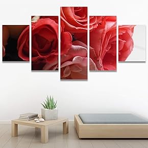 SIGNWIN 5 Panel Canvas Wall Art Red Arrangement...