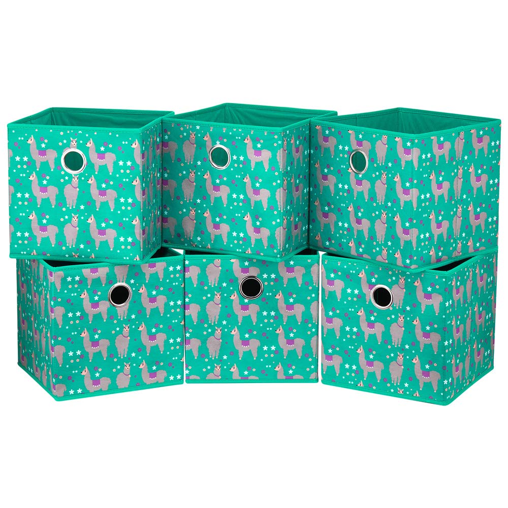 HSDT 6 Cube Storage Box Foldable Fabric Alpaca Storage Box Storage Cube Bins 25.4x25.4x25.4 CM Emerald Green Baskets for Closet Shelves Cube Storage Unit Drawers,QY-SC16-6