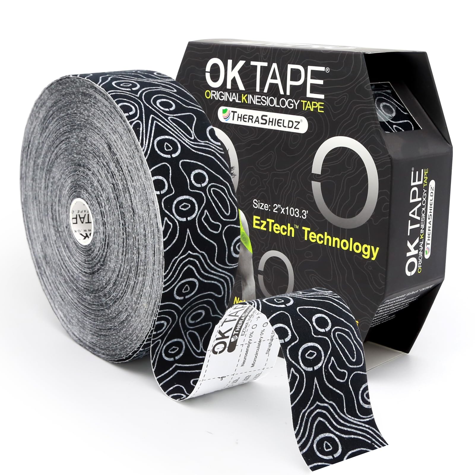 Photo 1 of OK TAPE Kinesiology Tape Bulk 103Feet, Pro Adhesive, Water-Resistant k Tape, Elastic Athletic Tape, Latex Free, Uncut, Black