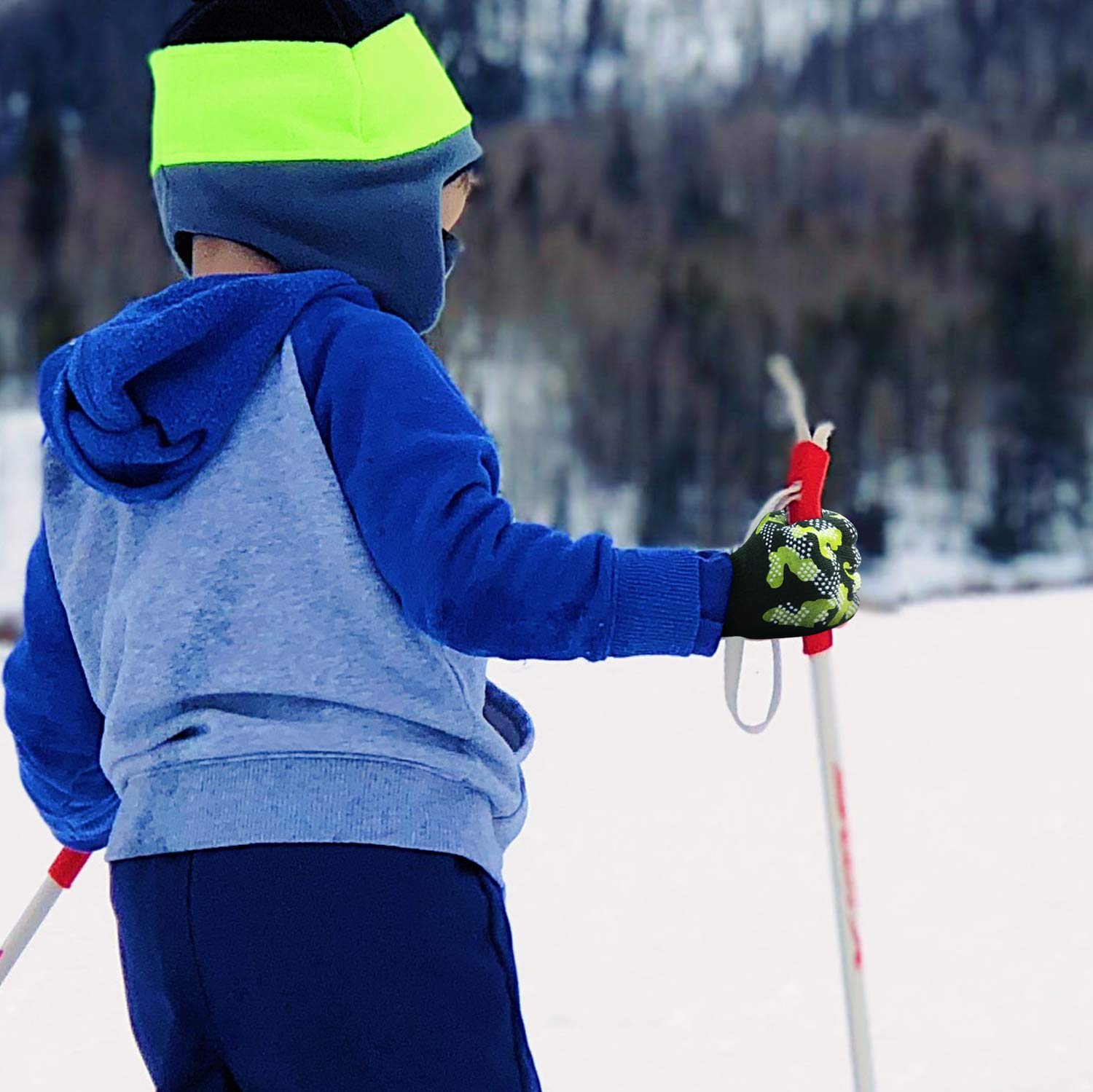 Evridwear Kids Winter Gloves,3 Pairs Knit Warm Stretch Gripper Children Magic Glove for Boys Girls 4-14 Years