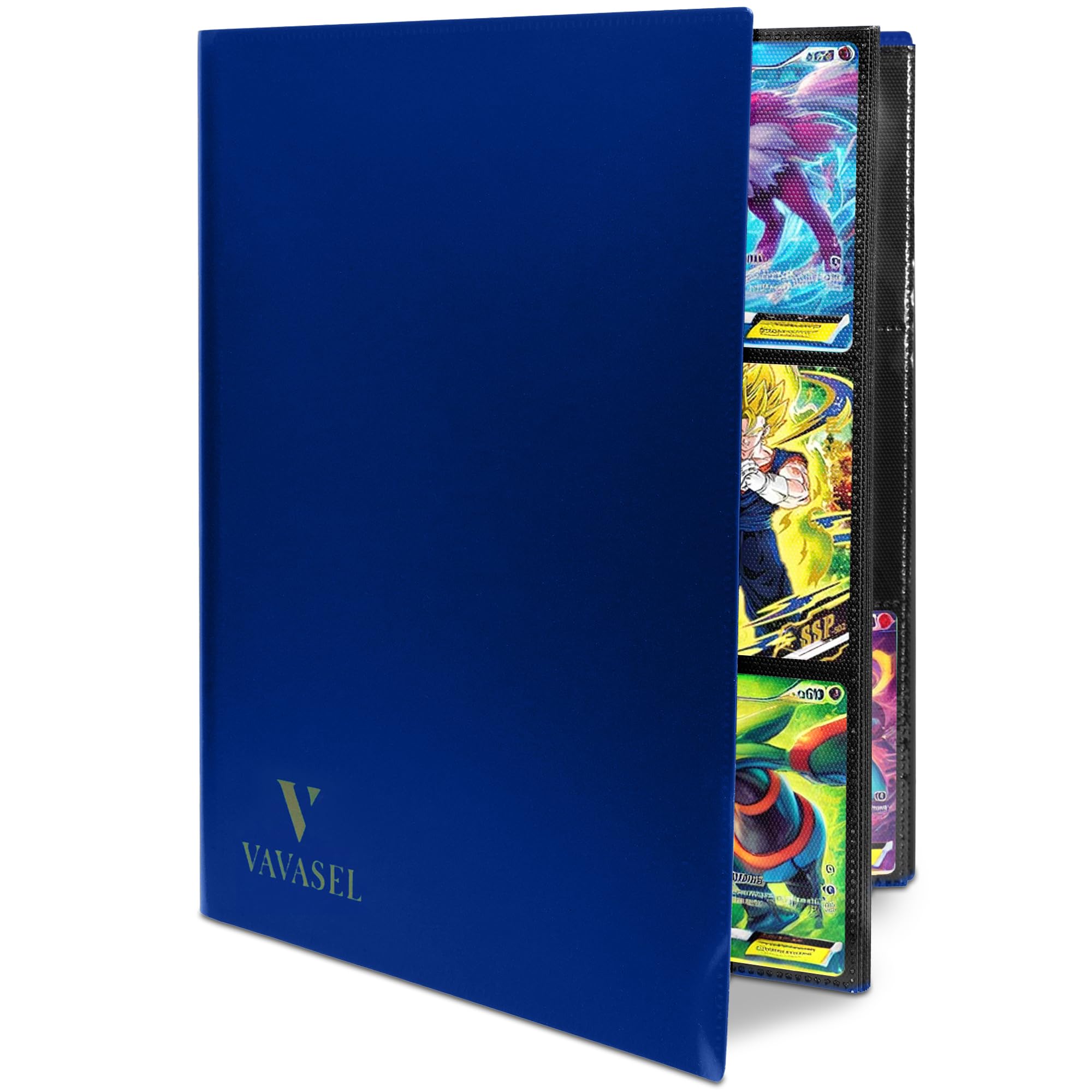 Vavasel 9 Pocket Trading Card Album Folder - 360 Side Loading Pocket Binder for Collectible Cards, TCG, Trading Card Game, and Sports Cards (Blue)