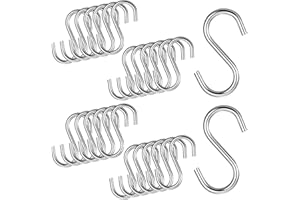 QULKWS 24 Pcs 304 Stainless Steel S Hooks, Industrial Grade Quality Utility Hook, 1.6 Inch Small S Hooks, Heavy Duty Hook, Chain Hardware for Hanging or Craft Project