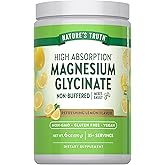 Nature's Truth Magnesium Glycinate Powder | 6 oz | Lemon Flavor | High Absorption | Vegan, Non-GMO, Gluten Free Supplement