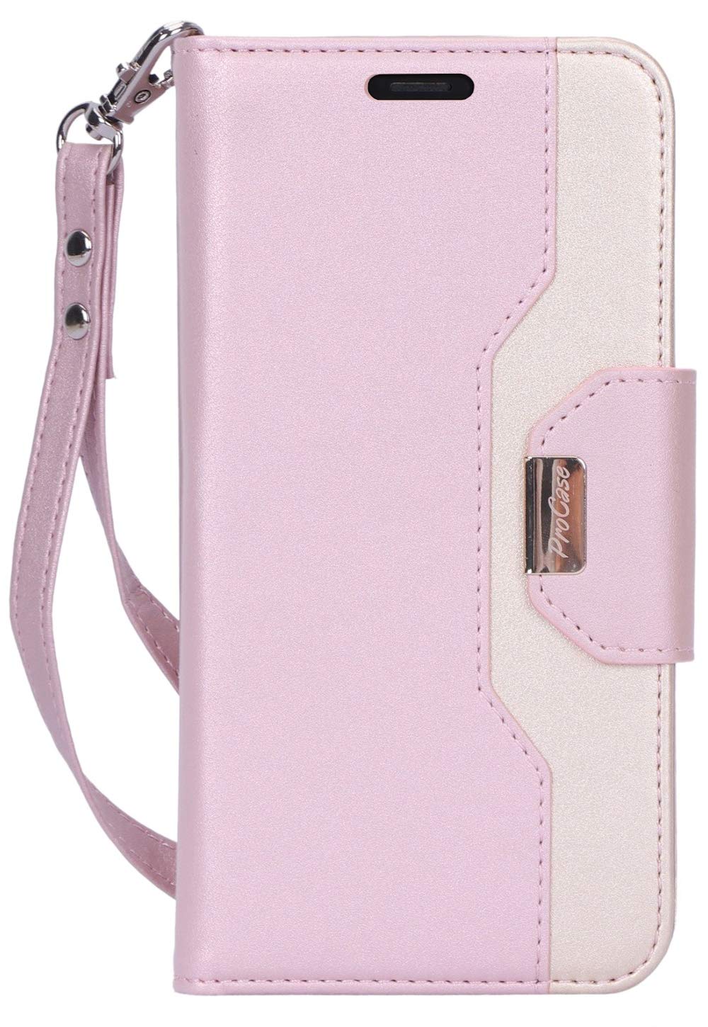 ProCase iPhone 11 Pro Wallet Case Flip Cover for Women, Premium Card Case with Mirror Wristlet, Protective PU Leather Case for 5.8 inch iPhone 11 Pro (2019 Release) –Pink