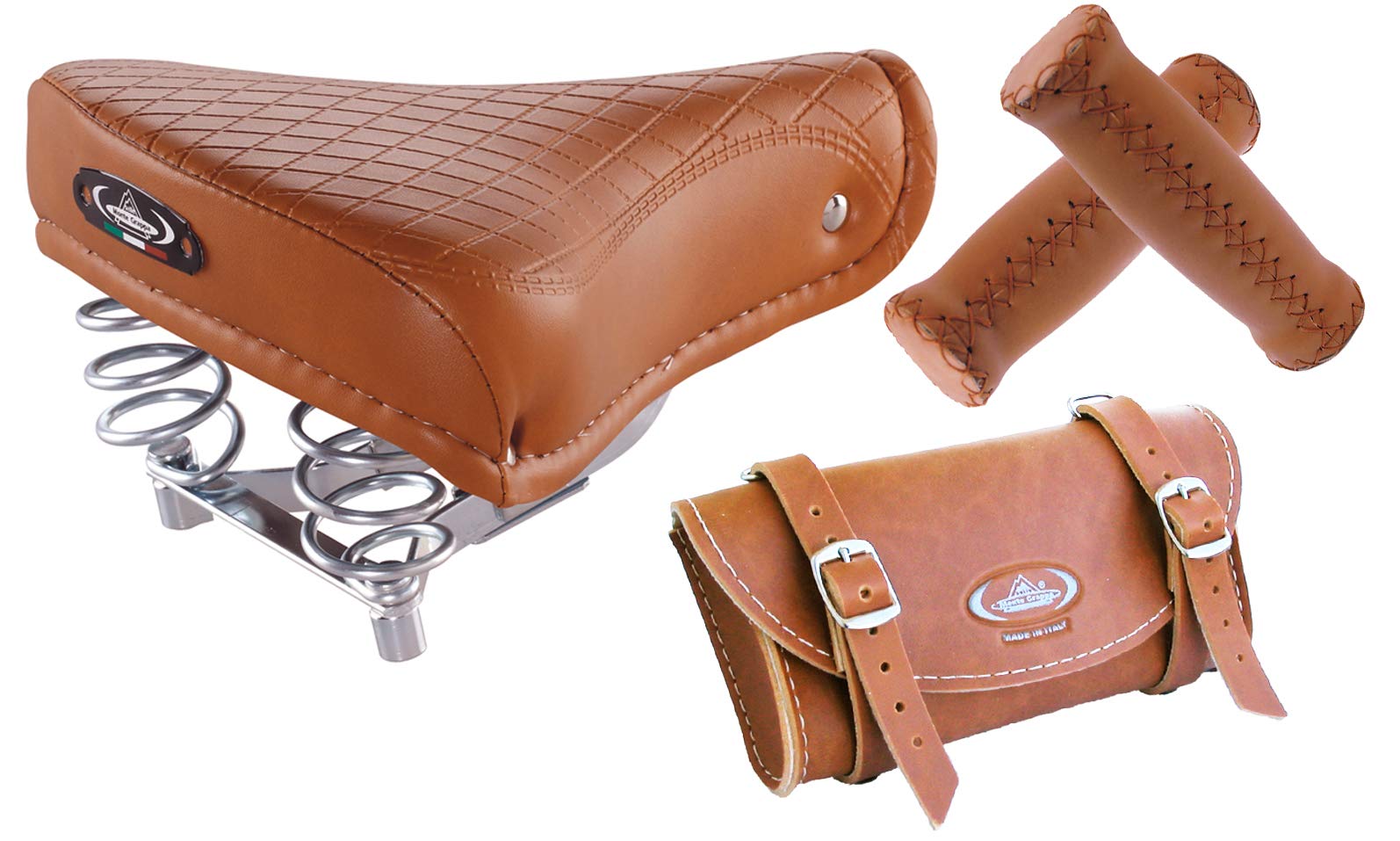 Tris Montegrappa (Honey): Vintage 1750 Export Saddle + Bag 0016 + Handles