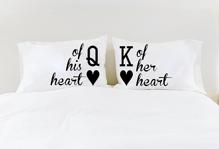 King And Queen Pillowcase Set King Of Her Heart Queen Of His Heart