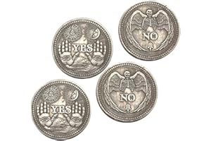 Wowagoga 4 Pieses Yes No Challenge Coin, Three-Dimensional Embossed Decision Maker Coin Lucky Coin with Skull Pattern